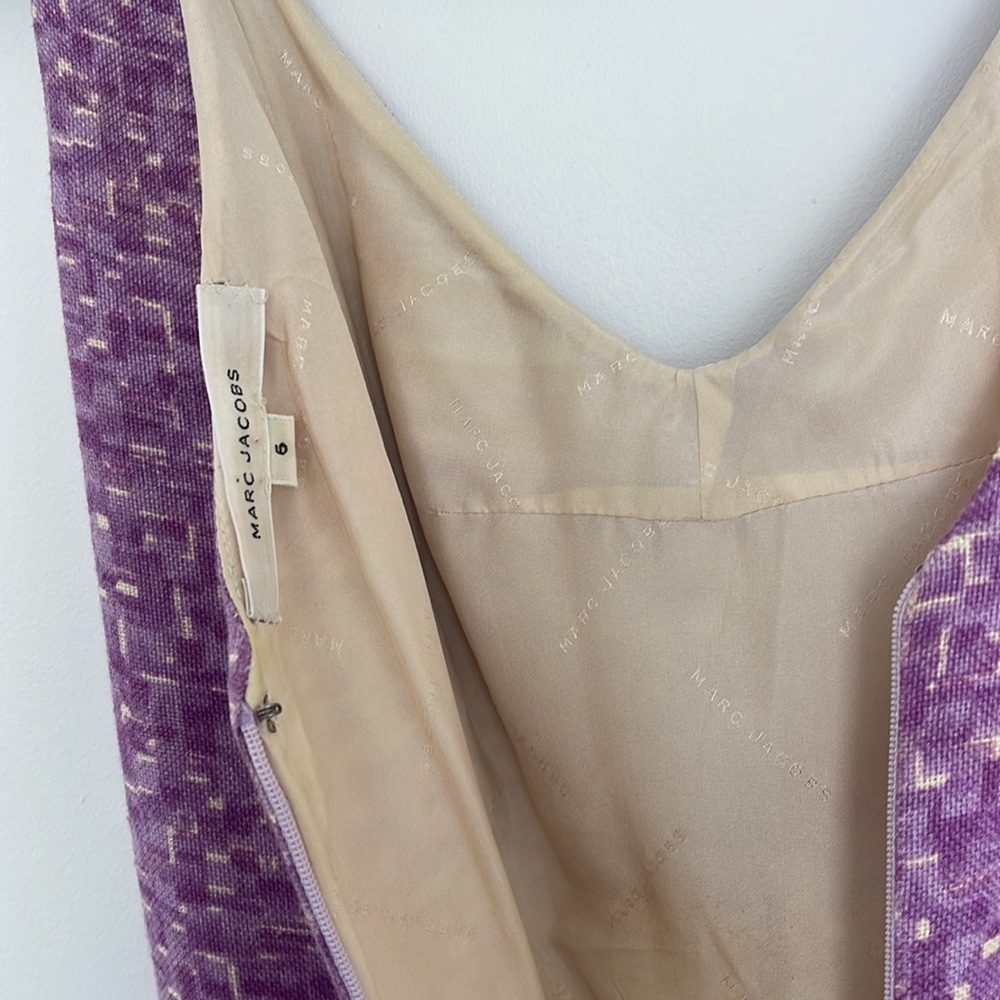 Marc Jacobs mini purple and ivory geometric sheath dress with belt size 6 - Picture 10 of 10